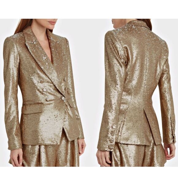 House of Harlow 1960 Jackets & Blazers - HOUSE OF HARLOW Double Breasted Sequin Blazer Champagne large